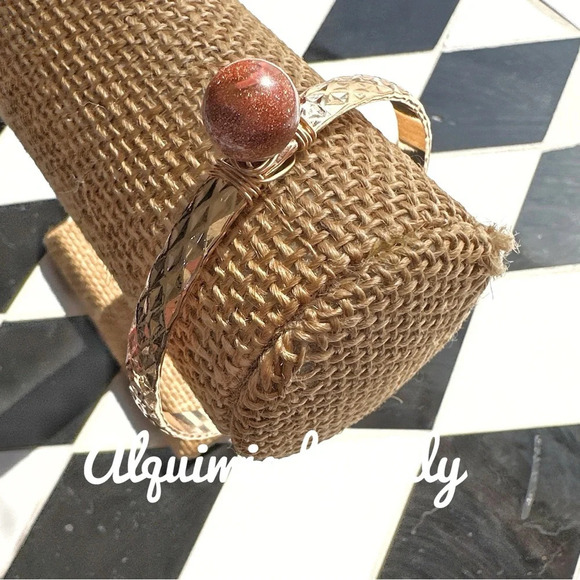 Sunstone chunky maxi sphere gold steel bangle bracelet/gifts/monochrome - Picture 1 of 9